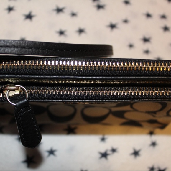 Coach Signature Black and Tan Wristlet - Picture 4 of 4